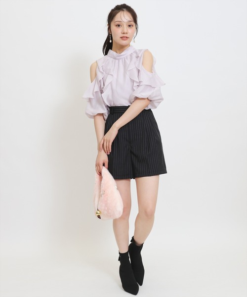WILLSELECTION（ウィルセレクション）の「シアーラッフルフリルブラウス（シャツ/ブラウス・レディース・ホワイト系その他/ブラック系その他/ピンク/オフホワイト・FREE）」の6枚目の写真