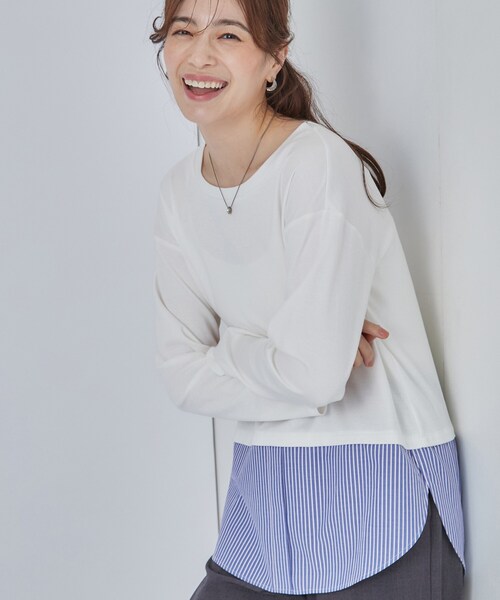SHOO・LA・RUE(シューラルー)の「【洗濯機可/S-LL】着こなし広がる レイヤードアソートTシャツ(Tシャツ/カットソー・レディース・ブラック系3/ホワイト/ホワイト系4/ホワイト系3・04/03/02/01)」の2枚目の写真