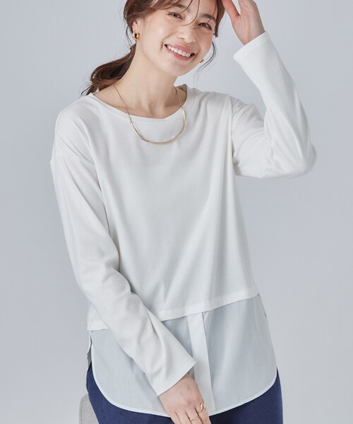 SHOO・LA・RUE(シューラルー)の「【洗濯機可/S-LL】着こなし広がる レイヤードアソートTシャツ(Tシャツ/カットソー・レディース・ブラック系3/ホワイト/ホワイト系4/ホワイト系3・04/03/02/01)」の1枚目の写真