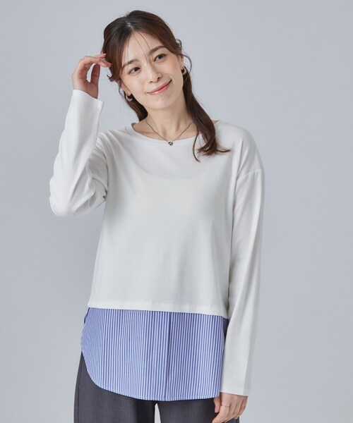 SHOO・LA・RUE(シューラルー)の「【洗濯機可/S-LL】着こなし広がる レイヤードアソートTシャツ(Tシャツ/カットソー・レディース・ブラック系3/ホワイト/ホワイト系4/ホワイト系3・04/03/02/01)」の9枚目の写真