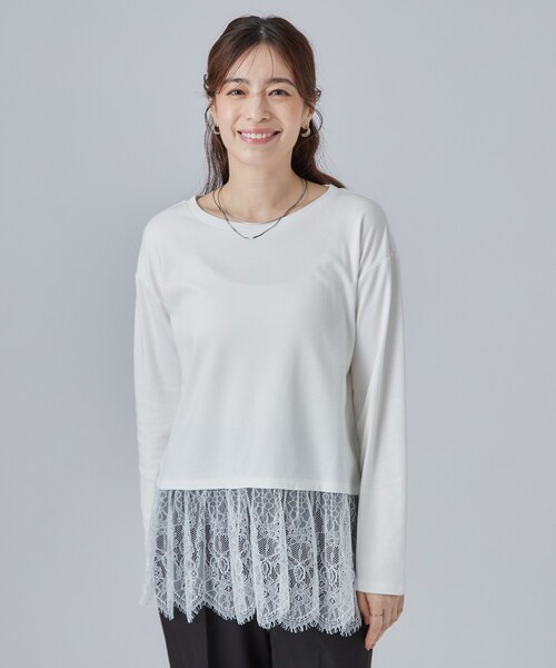 SHOO・LA・RUE(シューラルー)の「【洗濯機可/S-LL】着こなし広がる レイヤードアソートTシャツ(Tシャツ/カットソー・レディース・ブラック系3/ホワイト/ホワイト系4/ホワイト系3・04/03/02/01)」の13枚目の写真