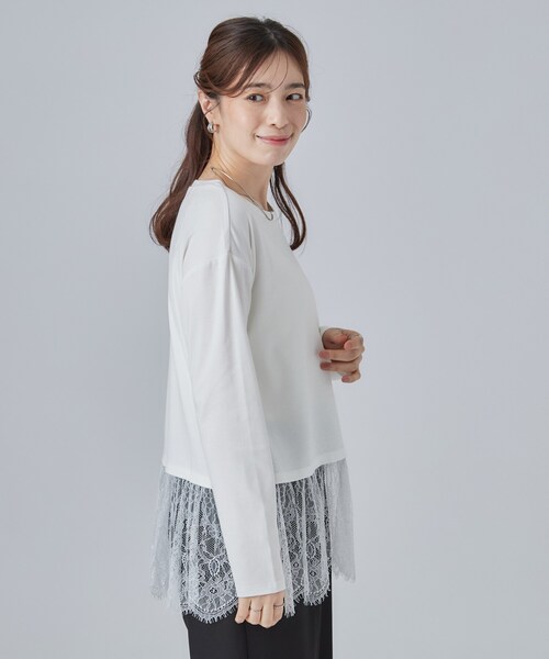 SHOO・LA・RUE(シューラルー)の「【洗濯機可/S-LL】着こなし広がる レイヤードアソートTシャツ(Tシャツ/カットソー・レディース・ブラック系3/ホワイト/ホワイト系4/ホワイト系3・04/03/02/01)」の14枚目の写真