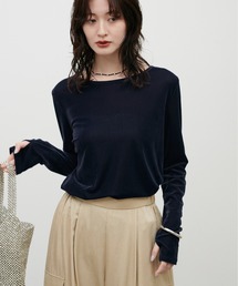 LARUTA（ラルータ）の「【LARUTA】長袖シアーとろもちベロアプルオーバー（Tシャツ/カットソー）」