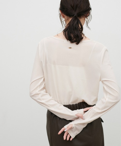 LARUTA(ラルータ)の「【LARUTA】長袖シアーとろもちベロアプルオーバー(Tシャツ/カットソー・メンズ・オフホワイト/ブラック/ブラウン/ネイビー・FREE)」の19枚目の写真