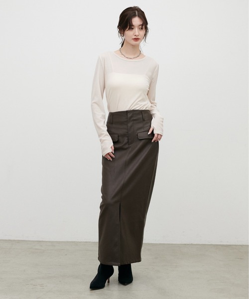 LARUTA(ラルータ)の「【LARUTA】長袖シアーとろもちベロアプルオーバー(Tシャツ/カットソー・メンズ・オフホワイト/ブラック/ブラウン/ネイビー・FREE)」の20枚目の写真