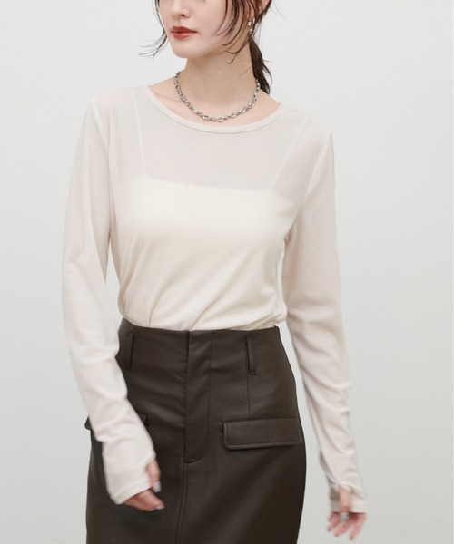 LARUTA(ラルータ)の「【LARUTA】長袖シアーとろもちベロアプルオーバー(Tシャツ/カットソー・メンズ・オフホワイト/ブラック/ブラウン/ネイビー・FREE)」の17枚目の写真