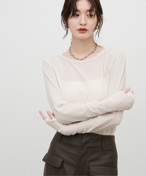 LARUTA(ラルータ)の「【LARUTA】長袖シアーとろもちベロアプルオーバー(Tシャツ/カットソー・メンズ・オフホワイト/ブラック/ブラウン/ネイビー・FREE)」の16枚目の写真