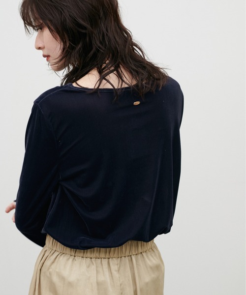 LARUTA(ラルータ)の「【LARUTA】長袖シアーとろもちベロアプルオーバー(Tシャツ/カットソー・メンズ・オフホワイト/ブラック/ブラウン/ネイビー・FREE)」の5枚目の写真