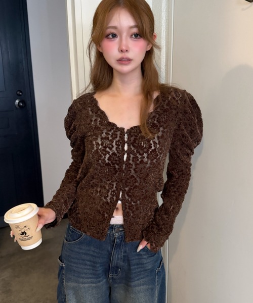 RAY CASSIN（レイカズン）の「パワショルシアーTシャツ（Tシャツ/カットソー・レディース・ブラック系その他2/ブラウン系その他2/ブラック系その他3/ホワイト系その他3/ホワイト系その他2・FREE）」の5枚目の写真