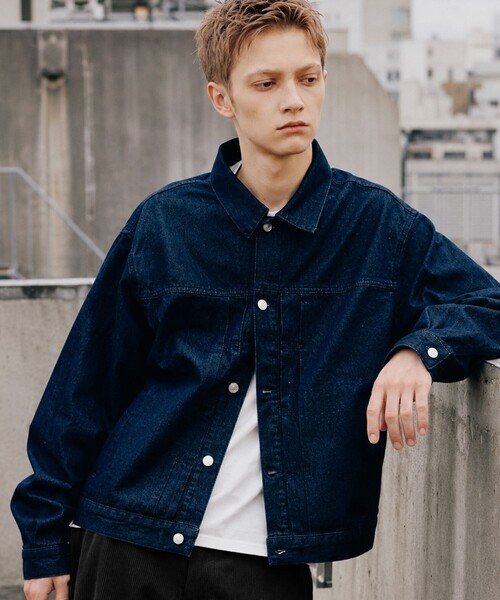 FREAK'S STORE(フリークスストア)の「限定展開 コントラストカラー デニムジャケット(ブルゾン・メンズ・ブラック/ネイビー/ブルー・SMALL/MEDIUM/LARGE)」の2枚目の写真