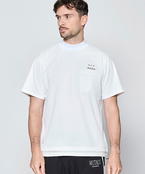 ACANTHUS(アカンサス)の「mt10681- Mesh Mockneck S-S Top モックネックTシャツ(MA2714)(Tシャツ/カットソー・メンズ・グレー/チャコール/ブラック/ホワイト・XL/L/M/S)」の1枚目の写真