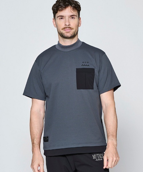 ACANTHUS(アカンサス)の「mt10681- Mesh Mockneck S-S Top モックネックTシャツ(MA2714)(Tシャツ/カットソー・メンズ・グレー/チャコール/ブラック/ホワイト・XL/L/M/S)」の4枚目の写真