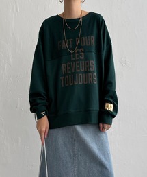 裏毛切り替えロゴプルオーバー