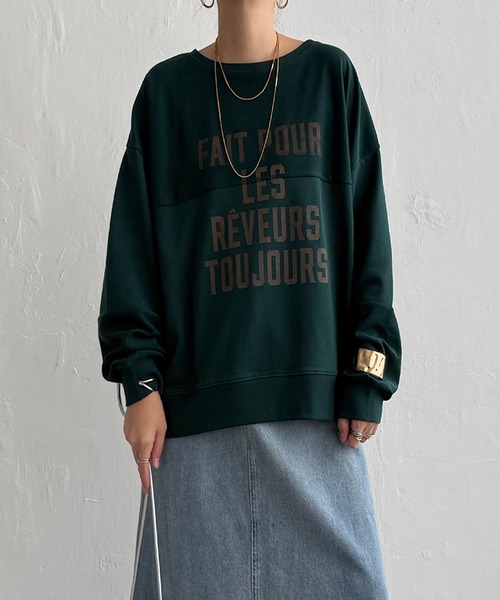 LBC(エルビーシー)の「裏毛切り替えロゴプルオーバー(Tシャツ/カットソー・レディース・ナチュラル/グリーン/チャコール・M/L)」の13枚目の写真