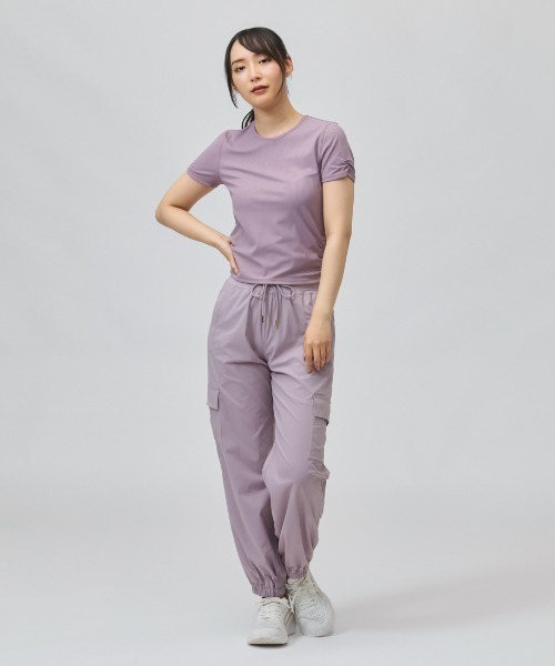 TIGORA（ティゴラ）の「ティゴラ TIGORA フィットネスリブ半袖Tシャツ（Tシャツ/カットソー・レディース・ホワイト/ダークブラウン/ライラック・M/L/XL/S）」の7枚目の写真