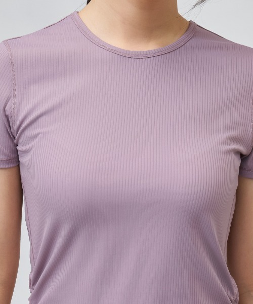 TIGORA（ティゴラ）の「ティゴラ TIGORA フィットネスリブ半袖Tシャツ（Tシャツ/カットソー・レディース・ホワイト/ダークブラウン/ライラック・M/L/XL/S）」の8枚目の写真