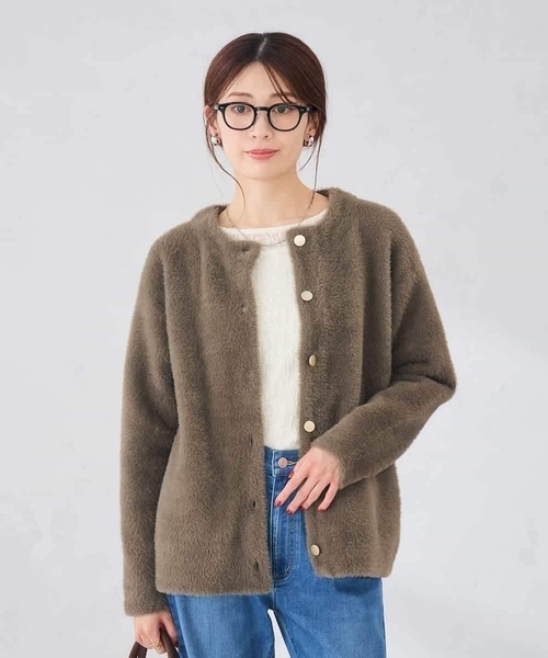 a.v.v(アーヴェヴェ)の「フェレットライクダブルフェイス カーディガン(カーディガン/ボレロ・レディース・ブラウン/グレー系その他/モカ・38/40)」の1枚目の写真