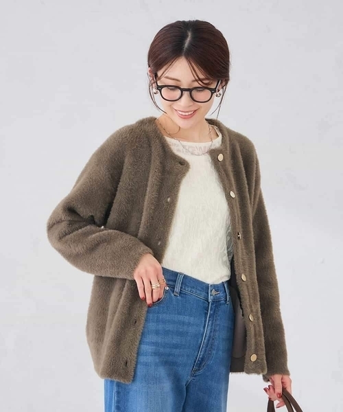 a.v.v(アーヴェヴェ)の「フェレットライクダブルフェイス カーディガン(カーディガン/ボレロ・レディース・ブラウン/グレー系その他/モカ・38/40)」の5枚目の写真