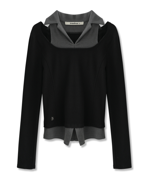 AVANDRESS(アバンドレス )の「ELROI CUTOUT 襟レイヤードT_3COL(Tシャツ/カットソー・レディース・ブラック/ブラウン/ライトブラウン・SMALL/MEDIUM)」の9枚目の写真
