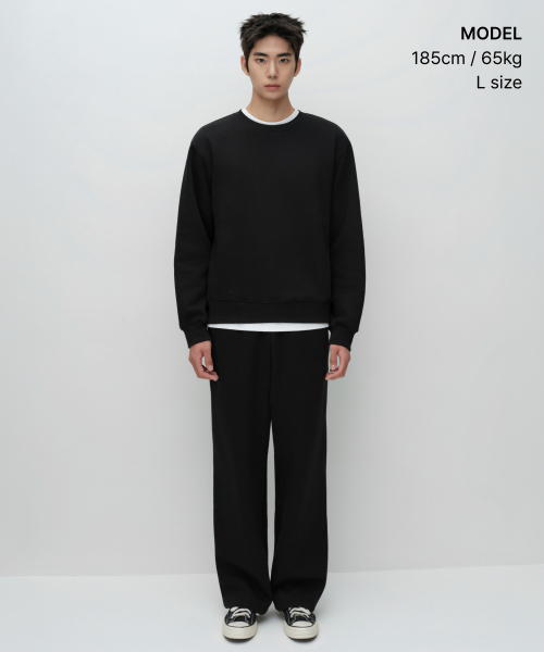 MUSINSA STANDARD（ムシンサスタンダード）の「起毛スウェットシャツ [ブラック]（スウェット・メンズ・その他・LARGE/X-LARGE/2XL/3XL/SMALL/MEDIUM）」の2枚目の写真