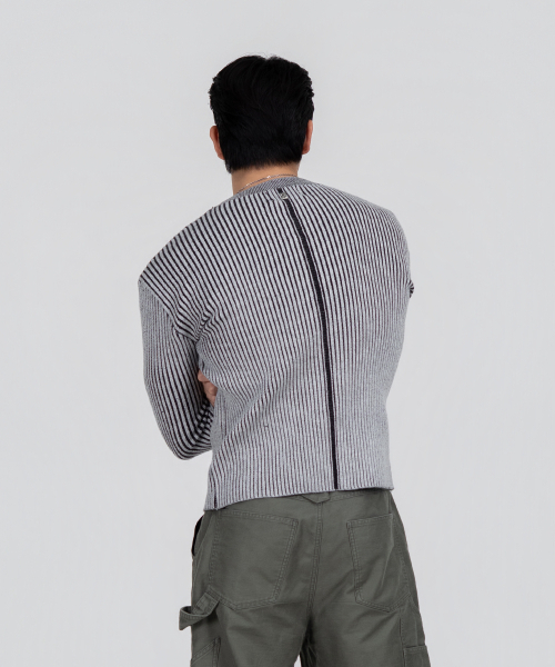 PHOS333(フォースサンサンサン)の「M リブニットセーター/グレー(ニット/セーター・メンズ・その他・LARGE)」の4枚目の写真