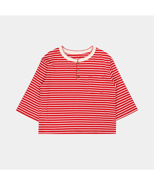 PIGMENT(ピグメント)の「ボタン付きミニポケットヘンリーネックTシャツ (YZTS2607023)(Tシャツ/カットソー・レディース・グリーン/レッド/ホワイト・FREE)」の1枚目の写真