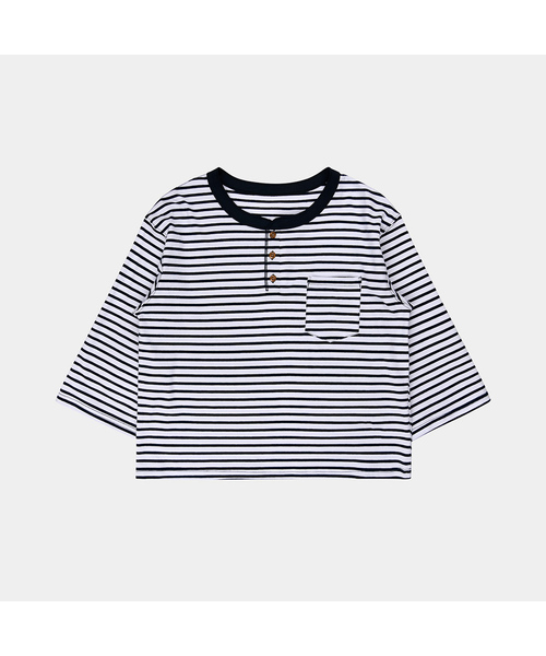 PIGMENT(ピグメント)の「ボタン付きミニポケットヘンリーネックTシャツ (YZTS2607023)(Tシャツ/カットソー・レディース・グリーン/レッド/ホワイト・FREE)」の2枚目の写真
