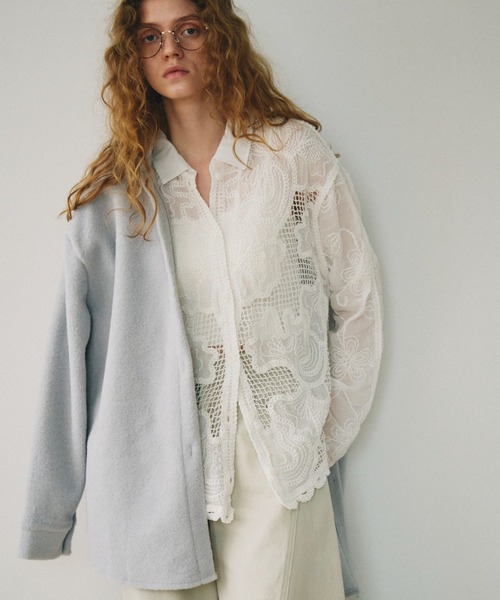 full/fill.（フルフィル）の「flower mesh shirt / フラワーメッシュシャツ（シャツ/ブラウス・レディース・ナチュラル/ホワイト・FREE）」の3枚目の写真
