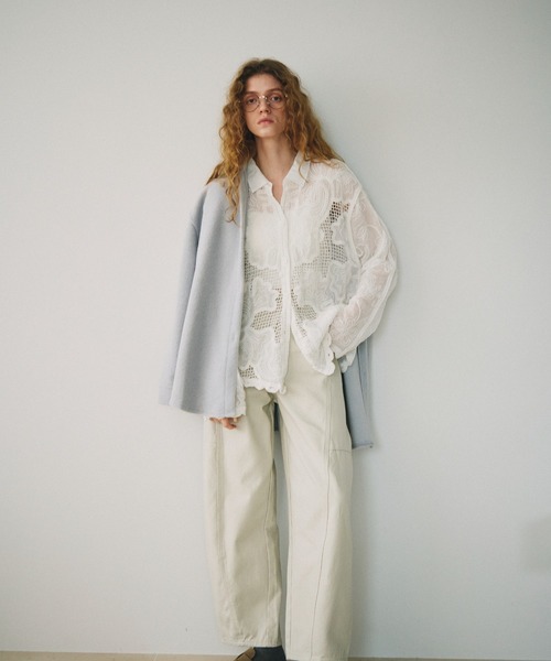 full/fill.（フルフィル）の「flower mesh shirt / フラワーメッシュシャツ（シャツ/ブラウス・レディース・ナチュラル/ホワイト・FREE）」の5枚目の写真