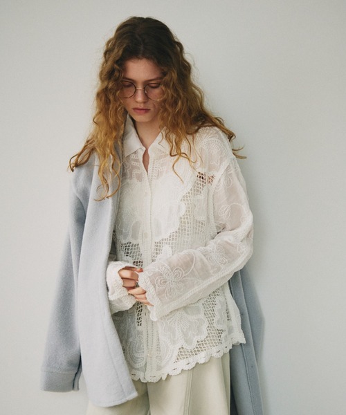 full/fill.（フルフィル）の「flower mesh shirt / フラワーメッシュシャツ（シャツ/ブラウス・レディース・ナチュラル/ホワイト・FREE）」の6枚目の写真