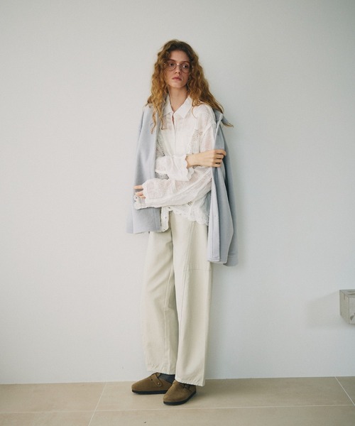 full/fill.（フルフィル）の「flower mesh shirt / フラワーメッシュシャツ（シャツ/ブラウス・レディース・ナチュラル/ホワイト・FREE）」の12枚目の写真