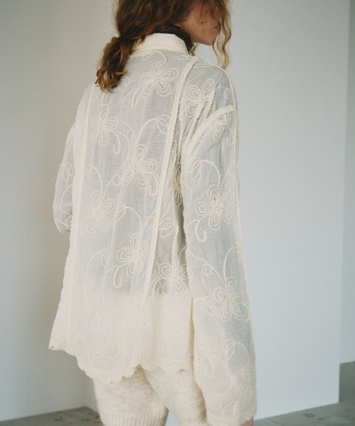 full/fill.（フルフィル）の「flower mesh shirt / フラワーメッシュシャツ（シャツ/ブラウス・レディース・ナチュラル/ホワイト・FREE）」の20枚目の写真