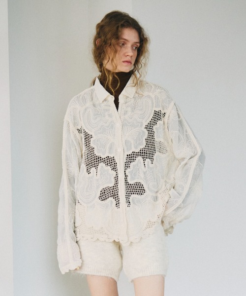 full/fill.（フルフィル）の「flower mesh shirt / フラワーメッシュシャツ（シャツ/ブラウス・レディース・ナチュラル/ホワイト・FREE）」の14枚目の写真