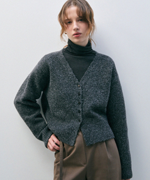 FLVSH ヘアリーウールニットカーディガン [CHARCOAL]