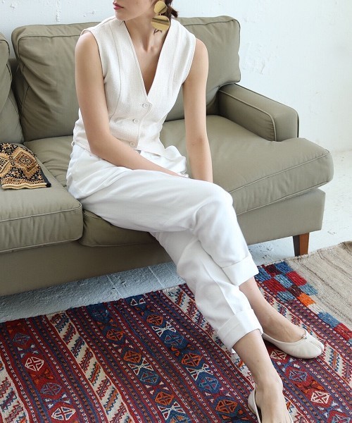 TODAYFUL（トゥデイフル）の「センタータックトラウザース（その他パンツ・レディース・ネイビー/ホワイト/キャメル・38inch/36inch）」の5枚目の写真