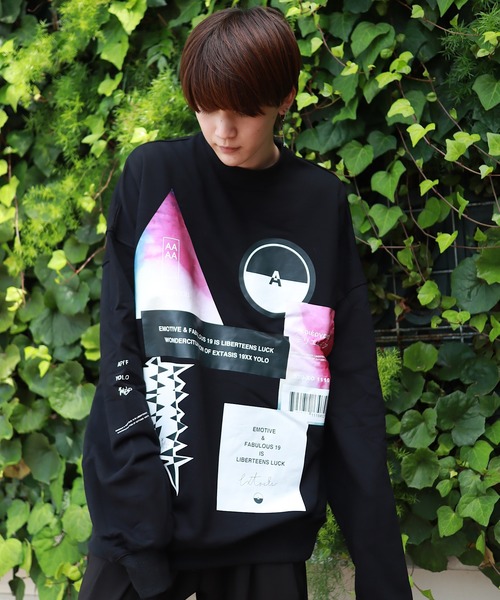 rovtski(ロフトスキー)の「rovtski 【トレンドのビッグシルエット】10oz CREW SWEAT プリントオーバーサイズクルーネックトレーナー/7K17050701(スウェット)」|ブラック系その他2
