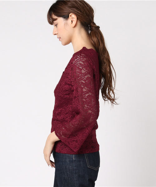 earth music&ecology（アースミュージックアンドエコロジー）の「・フレアースリーブレースプルオーバー（Tシャツ/カットソー・レディース・ブラック/ダークグリーン/アイボリー/ボルドー・FREE）」の9枚目の写真