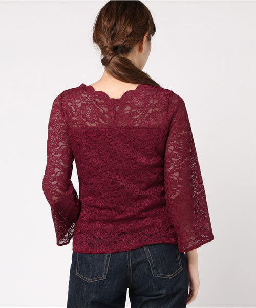 earth music&ecology（アースミュージックアンドエコロジー）の「・フレアースリーブレースプルオーバー（Tシャツ/カットソー・レディース・ブラック/ダークグリーン/アイボリー/ボルドー・FREE）」の7枚目の写真