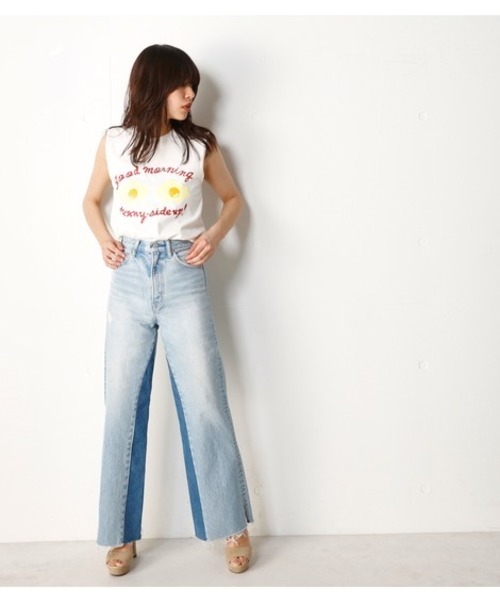 SLY(スライ)の「FRED REMAKE HR BAGGY(デニムパンツ・レディース・ブルー・27inch/24inch/26inch/25inch)」の1枚目の写真