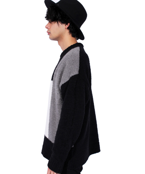 ８(eight)（エイト）の「モールヤーン ニットセーター（ニット/セーター・メンズ・ブラック/オフホワイト・MEDIUM/LARGE）」の5枚目の写真