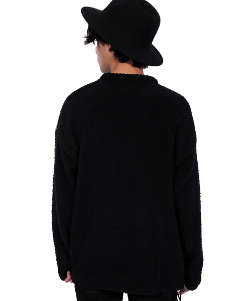 ８(eight)（エイト）の「モールヤーン ニットセーター（ニット/セーター・メンズ・ブラック/オフホワイト・MEDIUM/LARGE）」の6枚目の写真