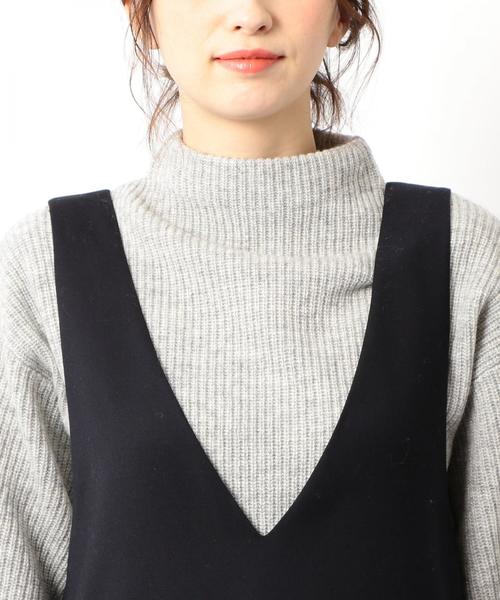 【グリーンレーベルリラクシング】ツイル×レース Vネック ワンピース　フォーマル GB Peツイル×レース Vネック ワンピース （ミニ丈・ひざ丈