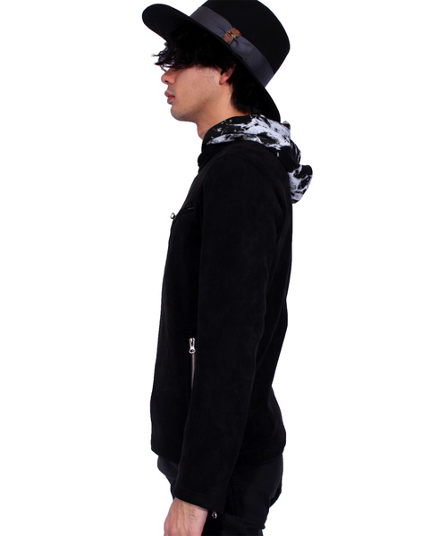 ８(eight)（エイト）の「シングル ライダースジャケット PUレザー スウェード（ライダースジャケット・メンズ・ブラック・MEDIUM/LARGE/X-LARGE）」の3枚目の写真