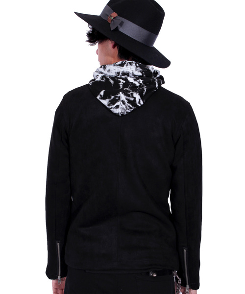 ８(eight)（エイト）の「シングル ライダースジャケット PUレザー スウェード（ライダースジャケット・メンズ・ブラック・MEDIUM/LARGE/X-LARGE）」の4枚目の写真