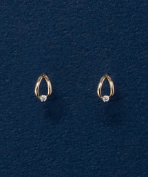 【K10】リーフダイヤモンドピアス/BOX付き