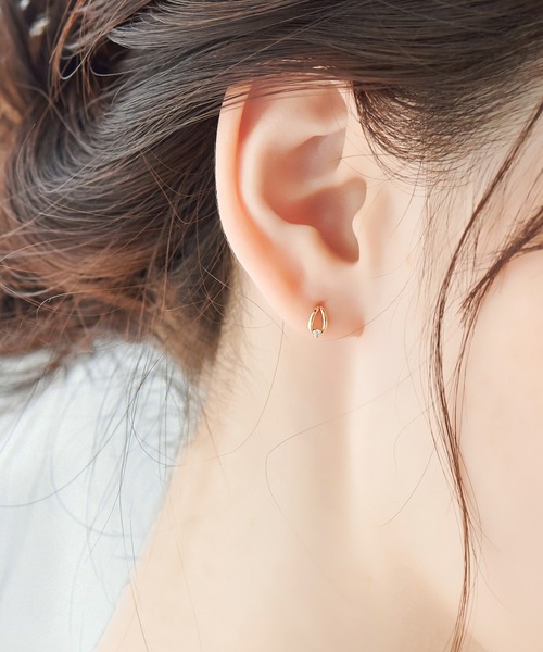 Phoebe（フィービィー）の「【K10】リーフダイヤモンドピアス/BOX付き（ピアス（両耳用）・レディース・ゴールド/ピンクゴールド・FREE）」の9枚目の写真