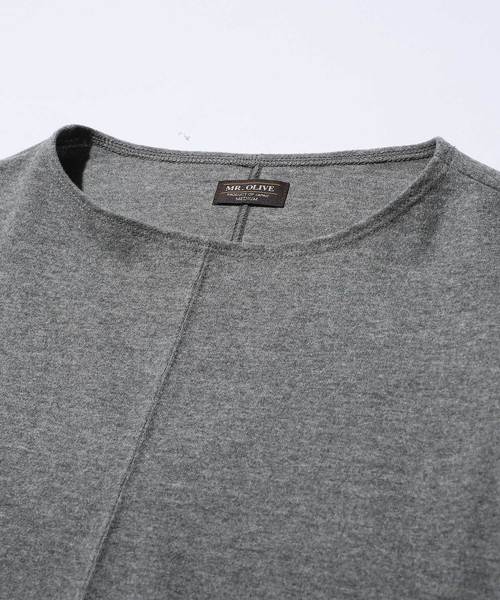 MR.OLIVE(ミスターオリーブ)の「SUEDE PLAIN STITCH / BIG SILHOUTTE BOAT NECK CUT&SEWN(Tシャツ/カットソー・メンズ・ブラック/グレー/オフホワイト・SMALL/MEDIUM/LARGE)」の8枚目の写真
