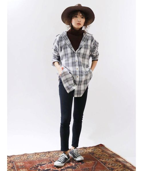 Ungrid(アングリッド)の「ビッグルーズチェックシャツ(シャツ/ブラウス・レディース・オフホワイト/グリーン・FREE)」の3枚目の写真