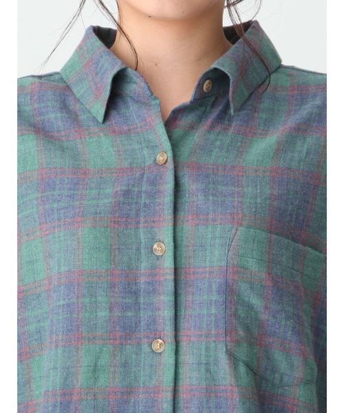 Ungrid(アングリッド)の「ビッグルーズチェックシャツ(シャツ/ブラウス・レディース・オフホワイト/グリーン・FREE)」の7枚目の写真