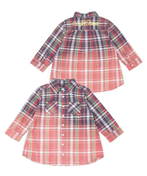 X-girl Stages（エックスガールステージス）の「BLEACH L/S SHIRT DRESS （4T～7T）（ワンピース・キッズ・インディゴブルー/ネイビー/レッド・4T/5T/6T/7T）」の2枚目の写真